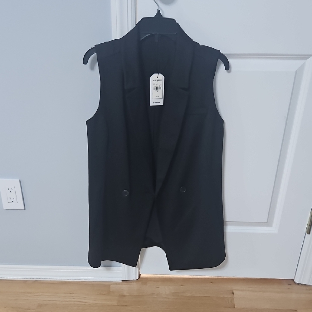 Express Black Sleeveless Double-Breasted Vest Blazer